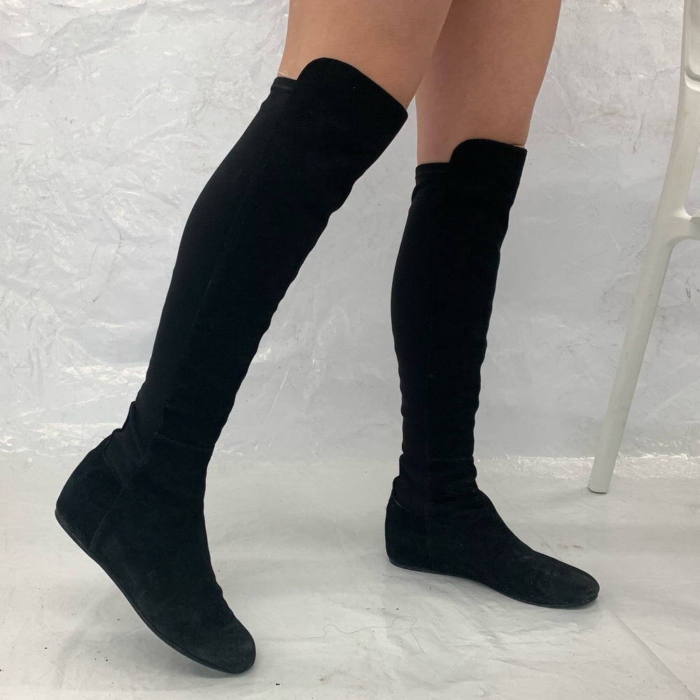 STUART WEITZMAN BLACK OVER THE KNEE BOOTS 7.5